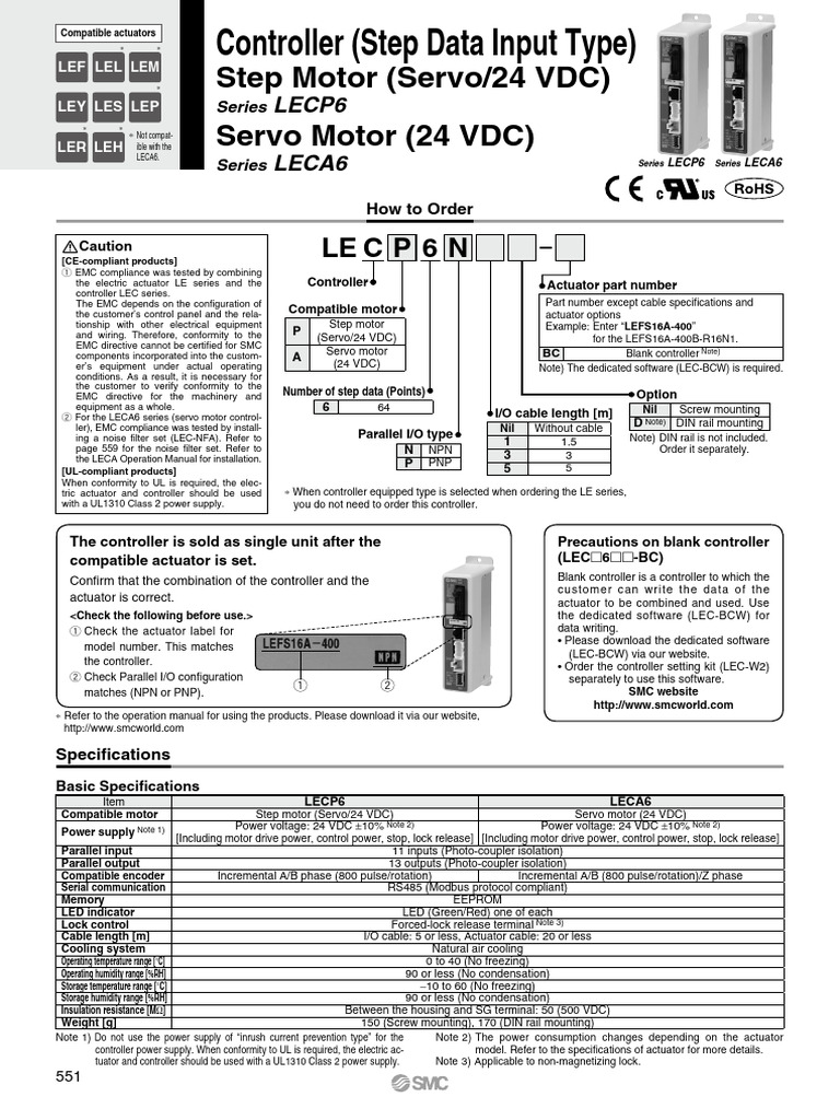 LECP6 Controller Specifications and Ordering | PDF | Electrical ...