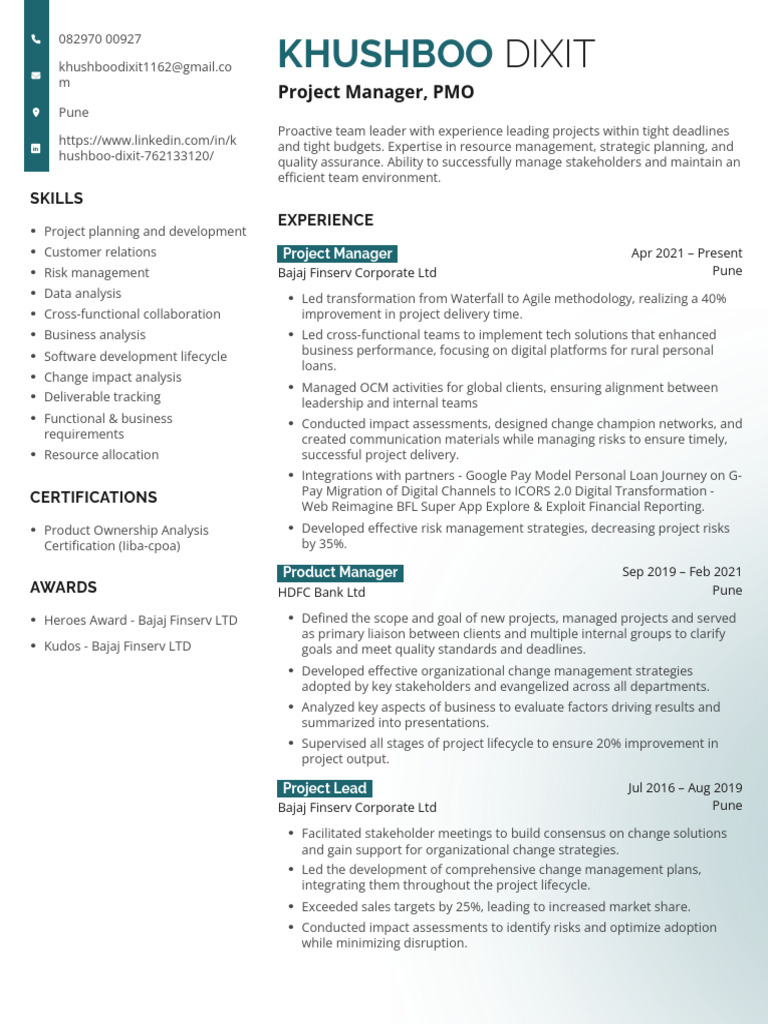 Khushboo Dixit: Project Management Profile | PDF | Project Management ...