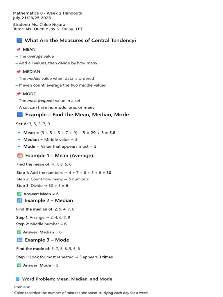 Algebraic Expressions Week 2 Handouts | PDF