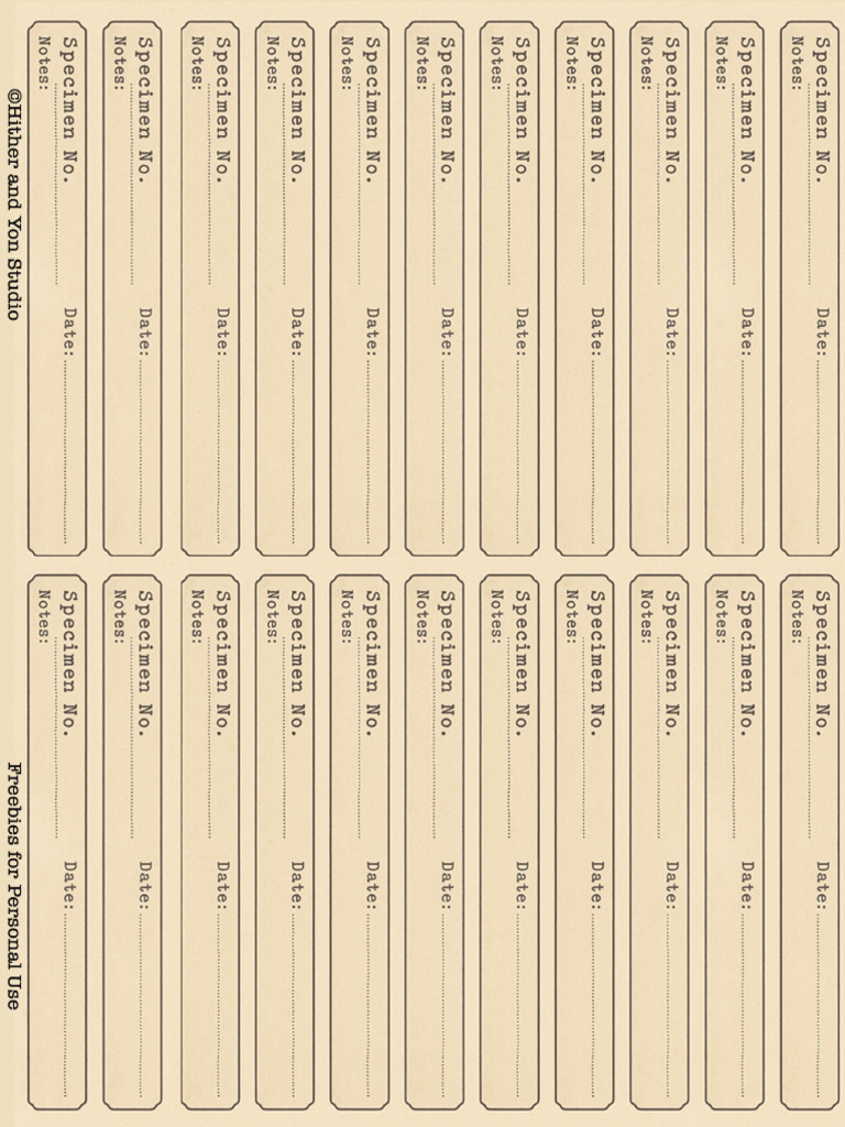 Specimen Label Freebie | PDF