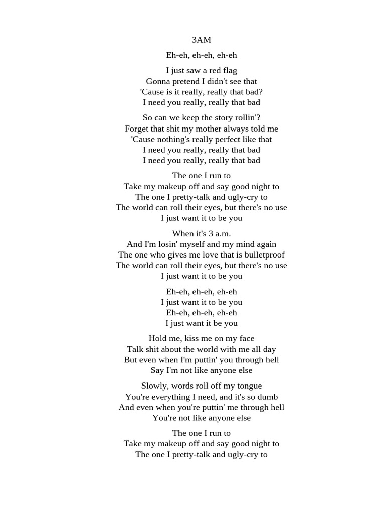 3AM: A Love Song's Lyrics | PDF