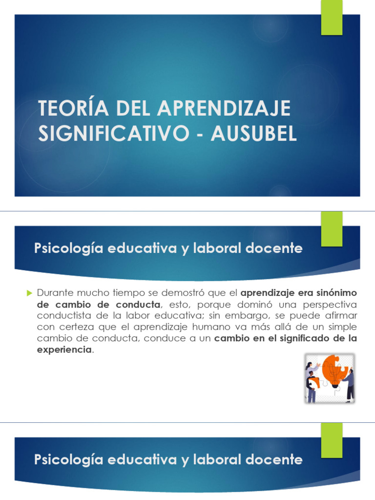 Aprendizaje Significativo según Ausubel | PDF | Aprendizaje ...