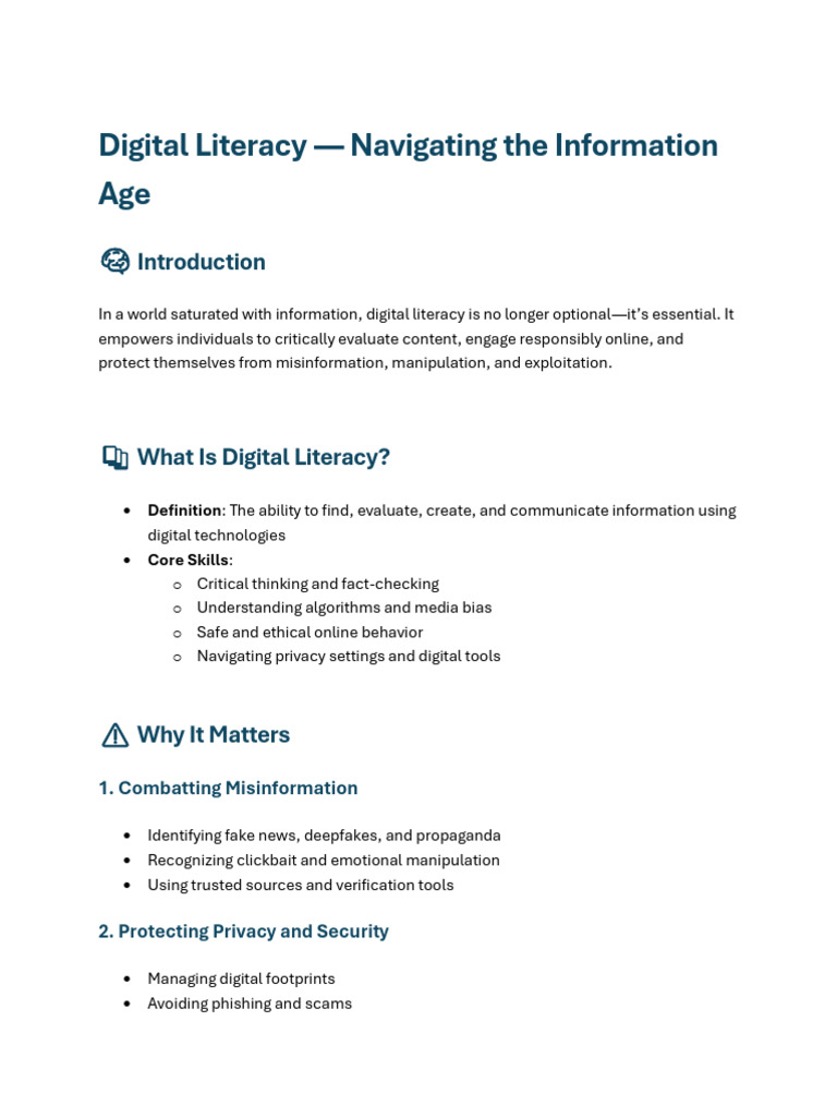 Enhancing Digital Literacy Skills | PDF | Literacy | Privacy