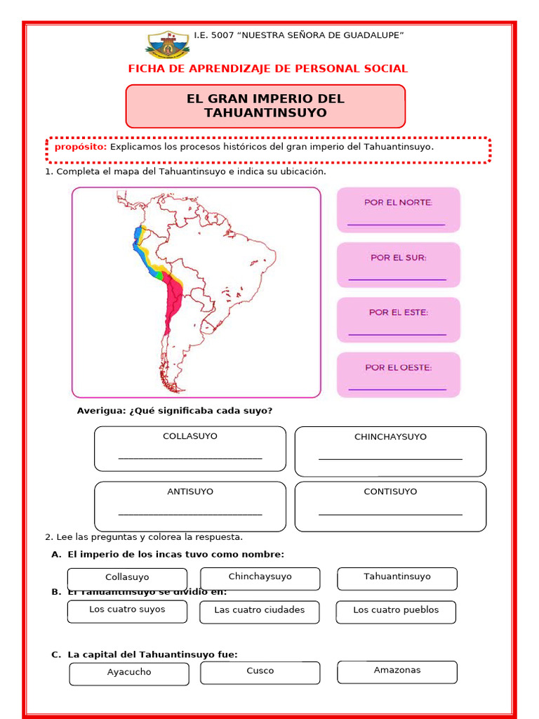 Ficha Psocial 24julio | PDF | Imperio Inca | Andes