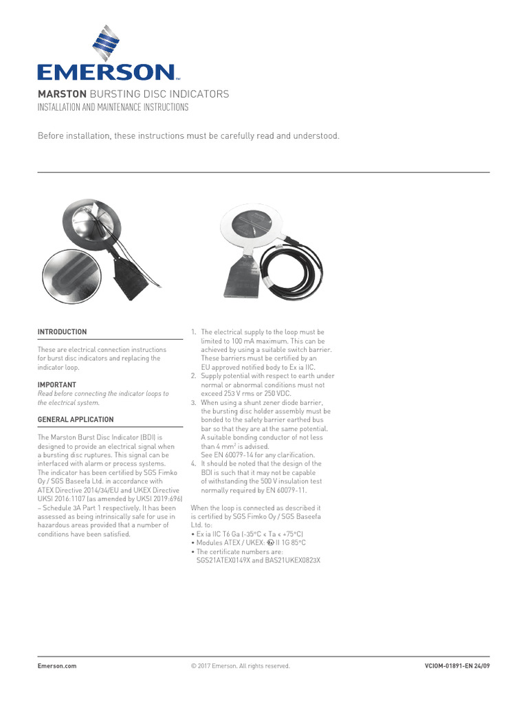 Manual Bursting Disc Indicators Iom Marston en en 5194574 | PDF ...