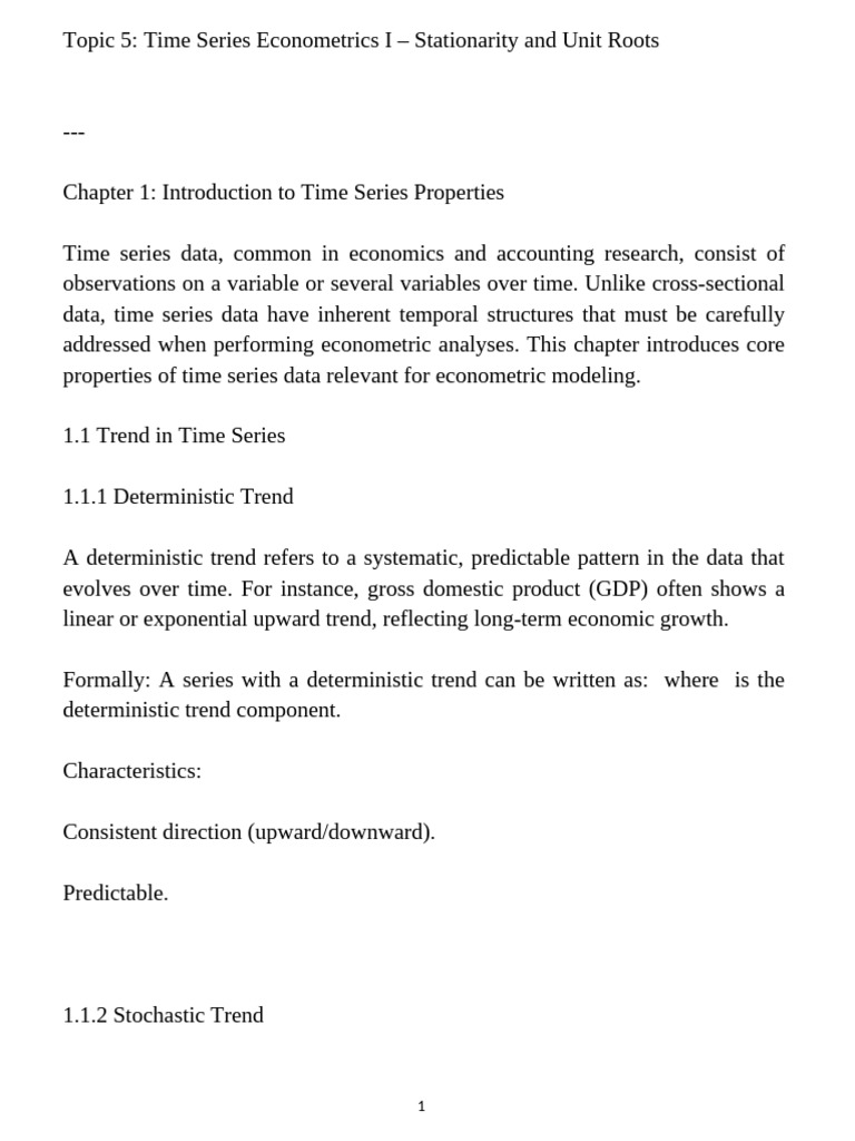 Time Series Econometrics: Stationarity & Unit Roots | PDF | Stationary ...