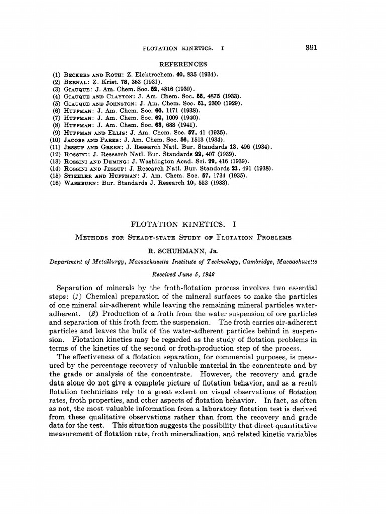 Flotation Kinetics: Steady-State Methods | PDF | Foam | Chemical Kinetics