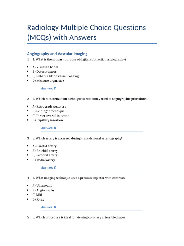Radiology MCQ Questions | PDF