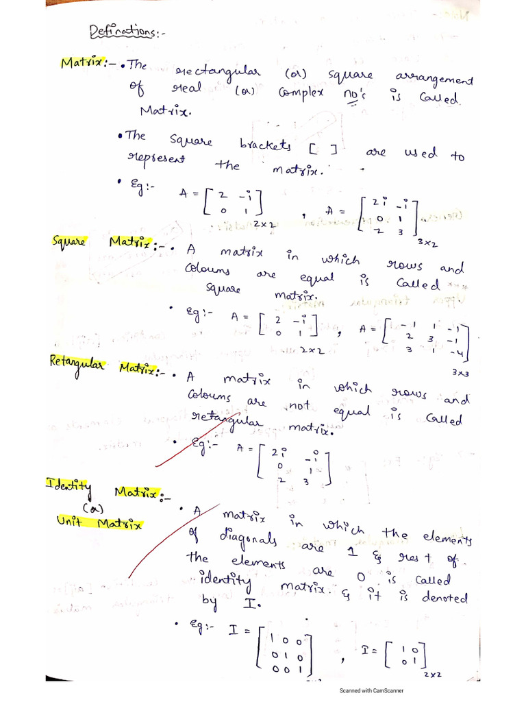 Matrices Notes | PDF