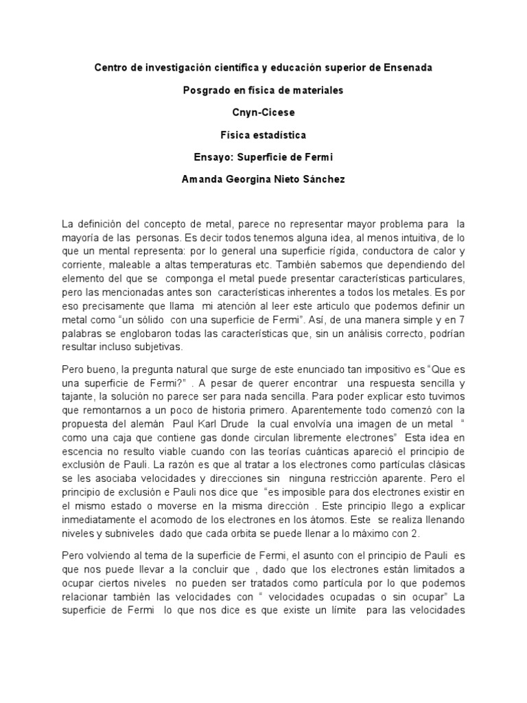 Superficie de Fermi PDF Electrón Rieles