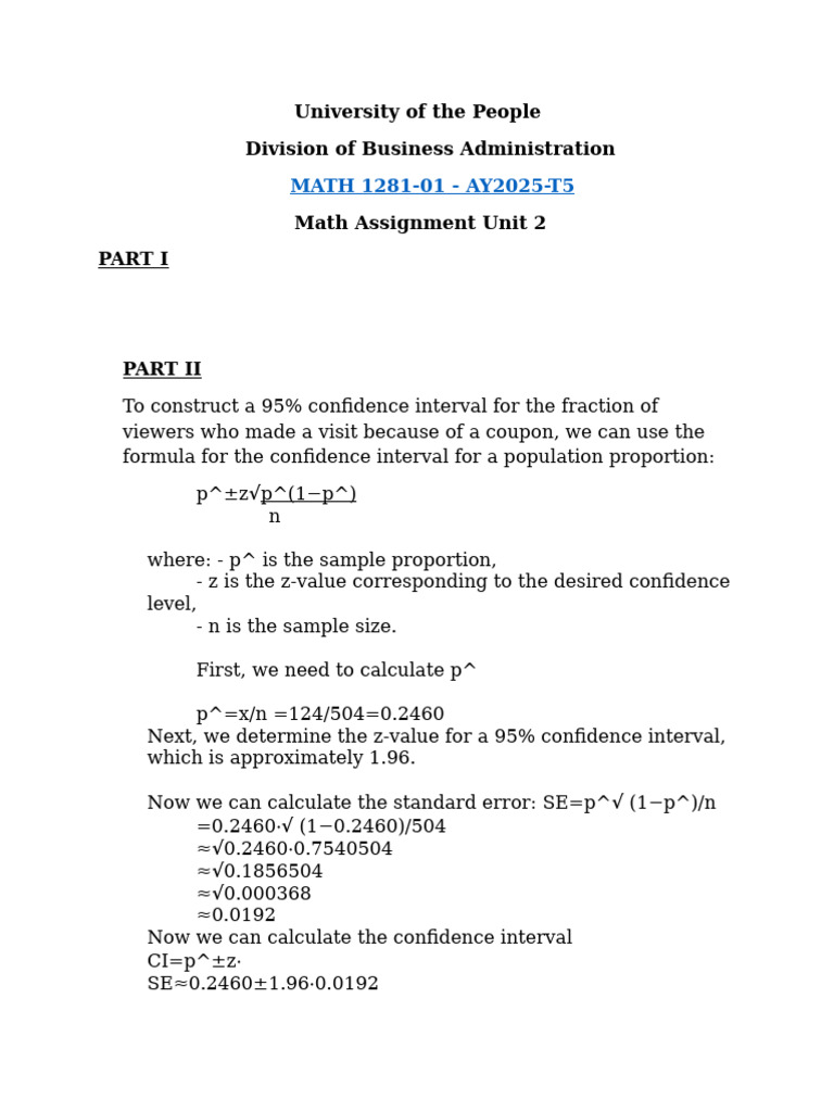 Confidence Interval for Categorical Data | PDF