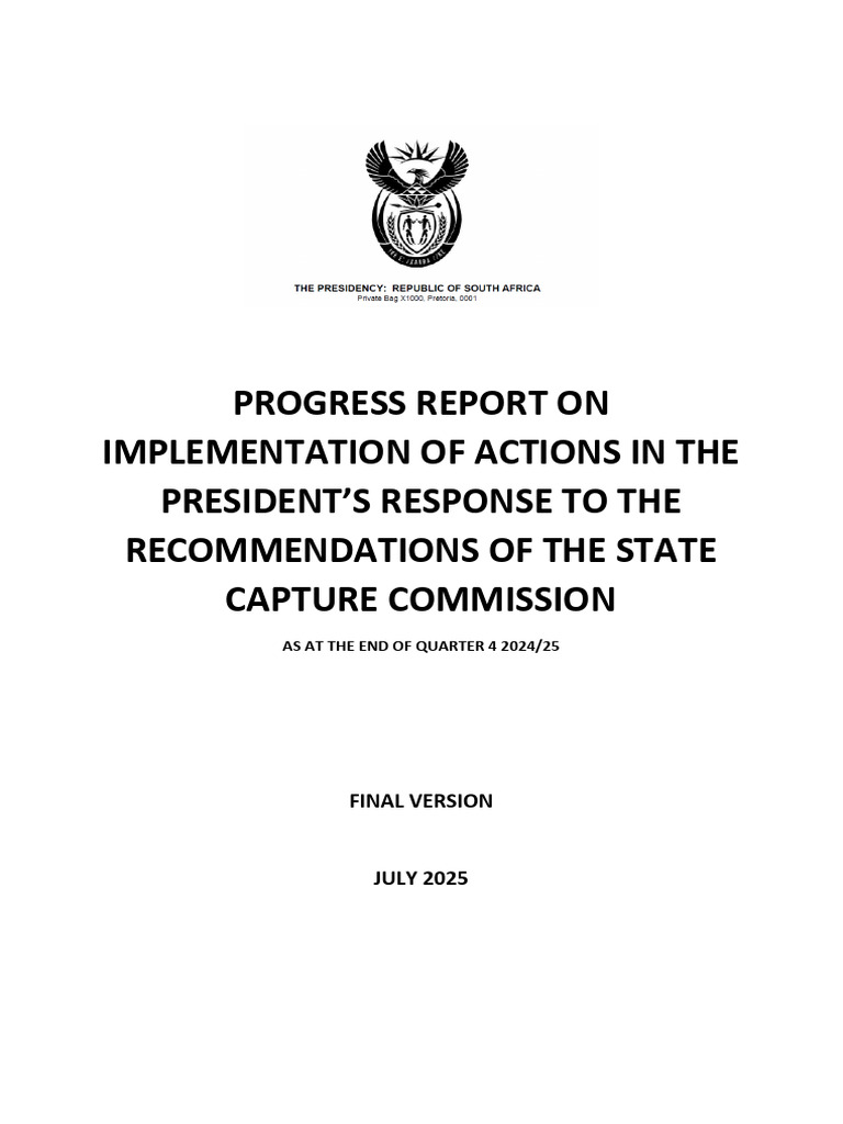 Progress Report On Implementation of Actions in The President's ...