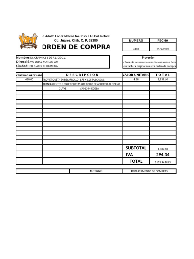 Orden de Compra | PDF