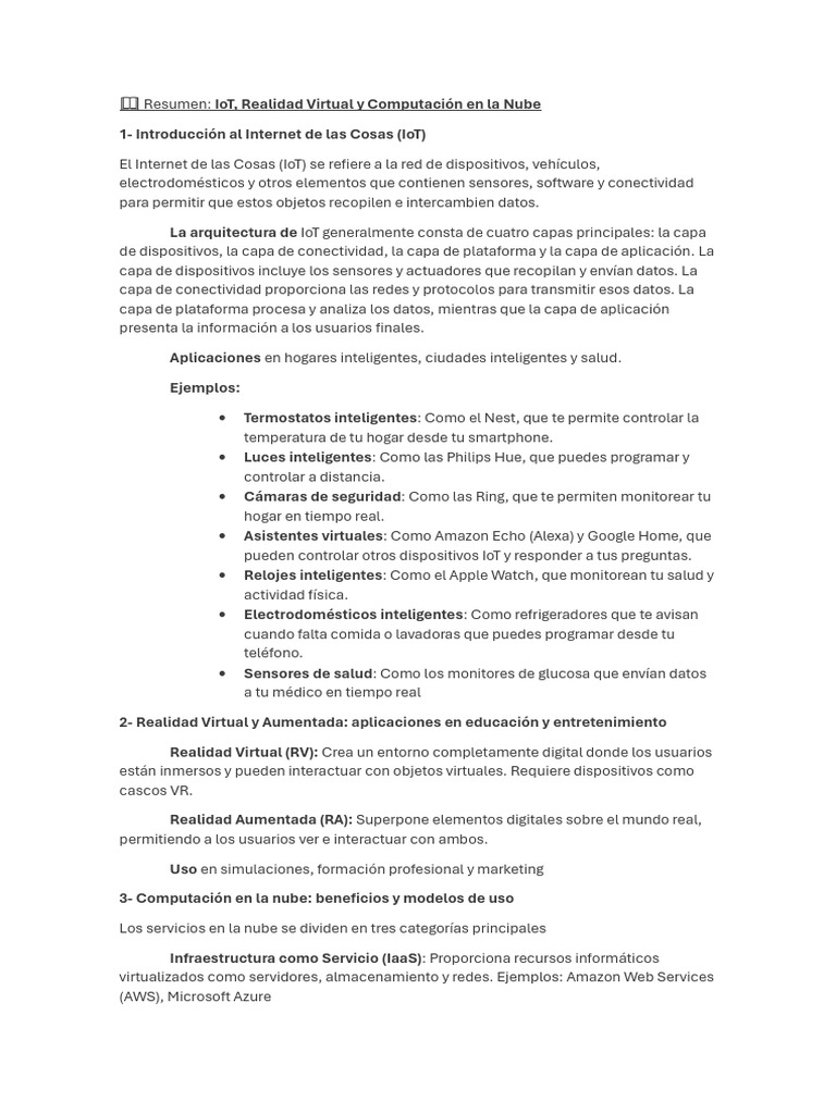IoT, Realidad Virtual y Computación en La Nube | PDF | Internet de las ...