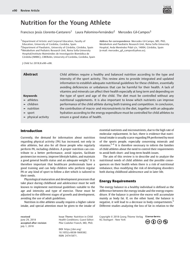 Nutrition For The Young Athlete | PDF | Vitamin | Dietary Supplements