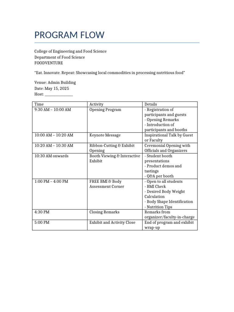 Foodventure Program Flow | PDF
