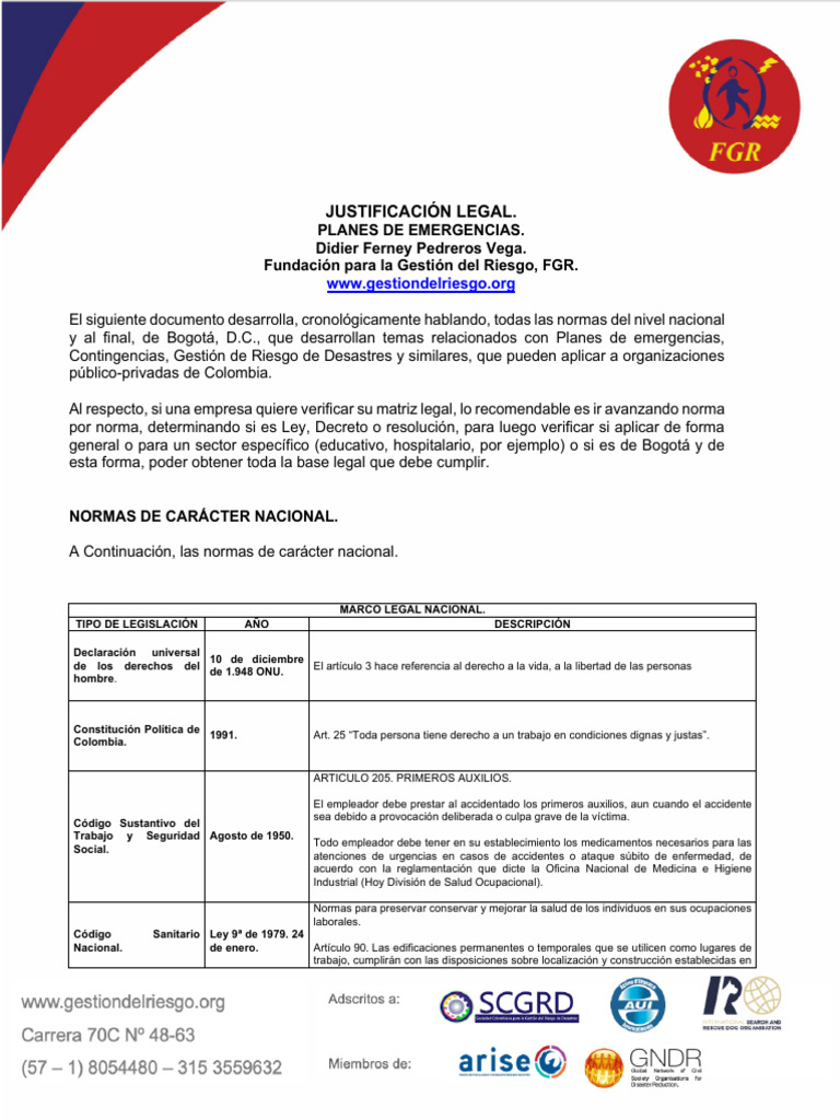 JUSTIFICACIÓN LEGAL PEm PCont PGRD 2025 07 31 | PDF | Valores ...