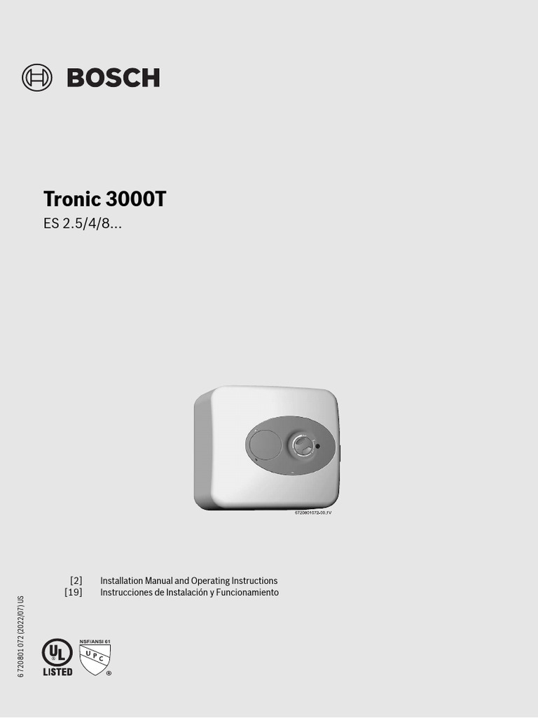 Tronic3000t Es2.5-4-8 Iom en SP 07.2022 | PDF | Water Heating ...