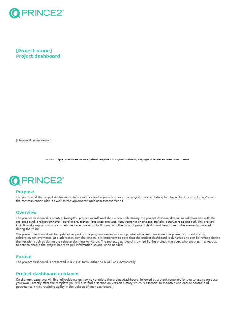 Project Dashboard Overview and Guidance | PDF | Scrum (Software ...