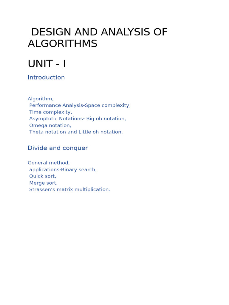 Design and Analysis of Algorithms | PDF