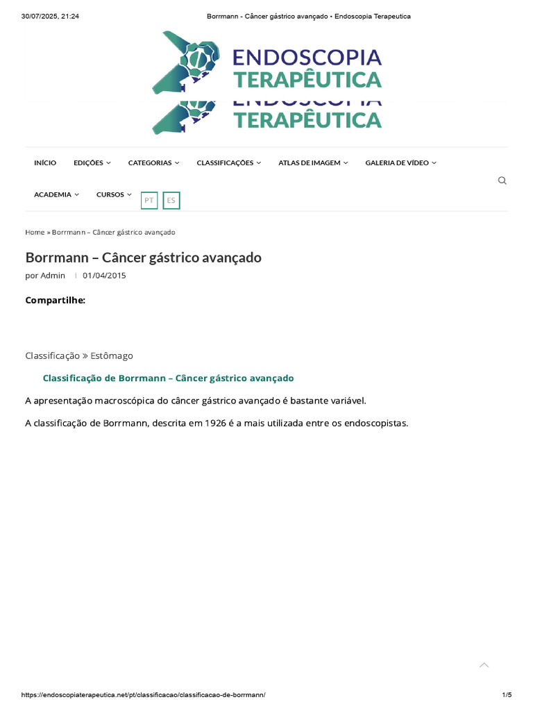 Classificação de Borrmann no Câncer Gástrico | PDF | Causas de morte ...