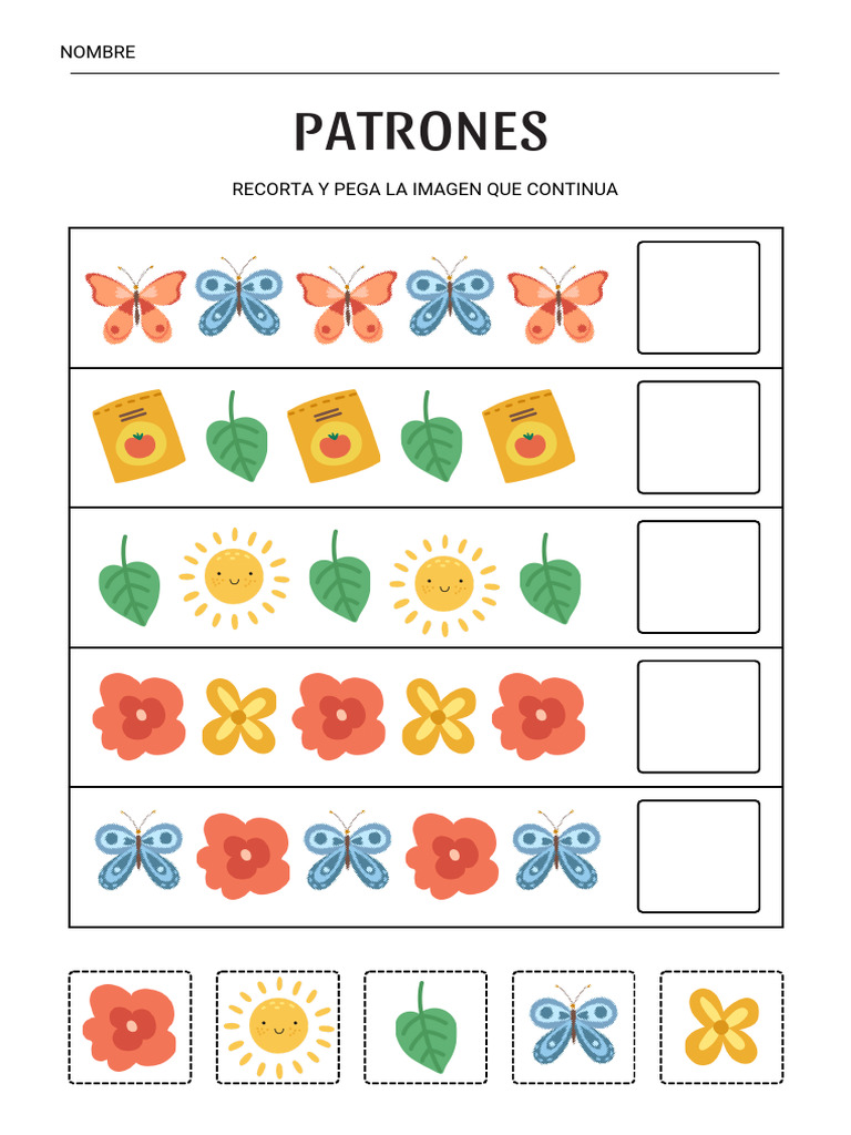 Spring Patterns Worksheet in Colorful Illustrative Style | PDF