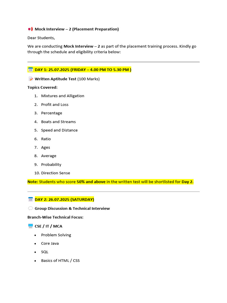 ? Mock Interview | PDF