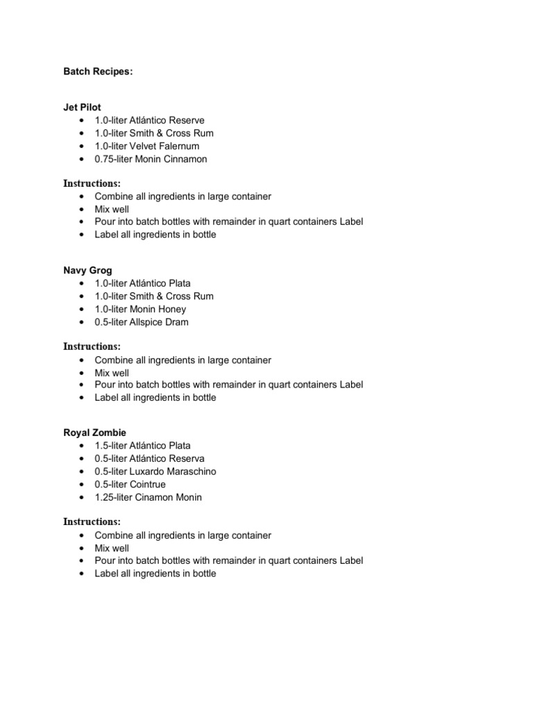 Batch Cocktail Recipes Guide | PDF