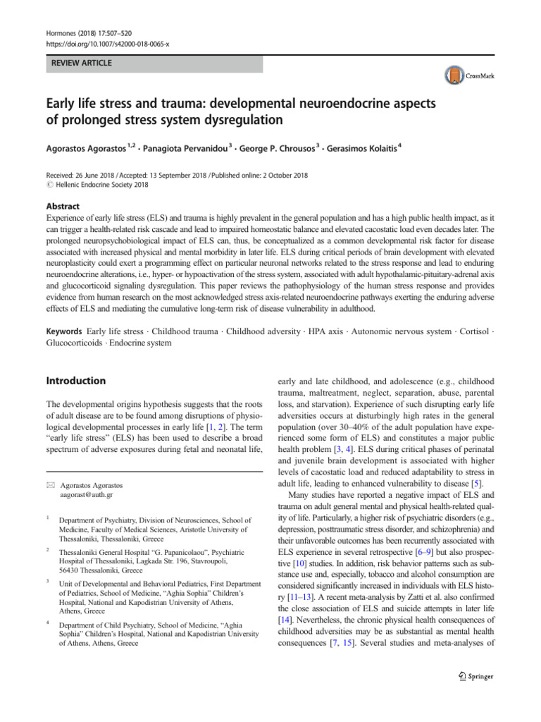 Early Life Stress and Neuroendocrine Impact | PDF | Hypothalamic ...