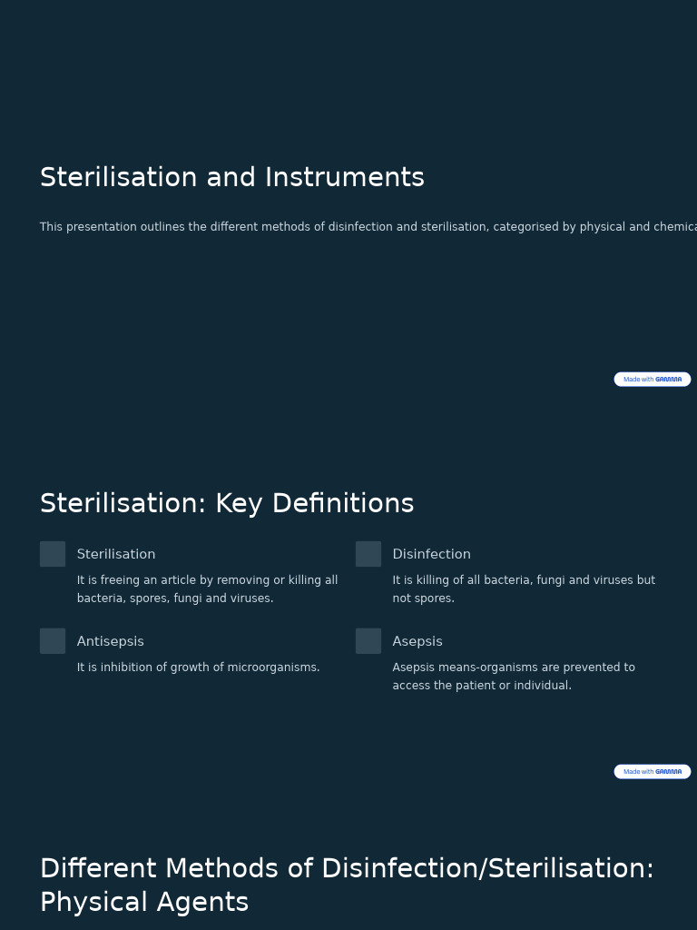 Methods of Sterilisation & Disinfection | PDF | Sterilization ...