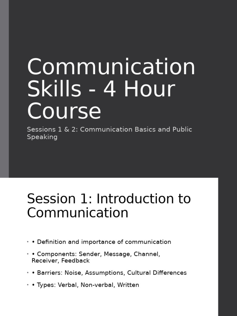 Communication Skills Course Overview | PDF