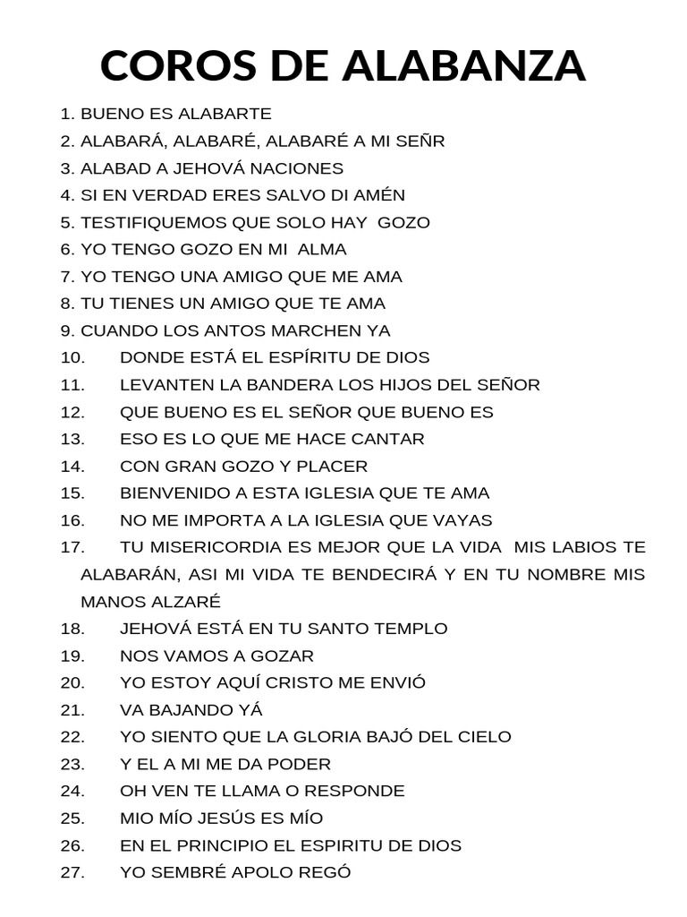 Coros De Alabanza Pdf