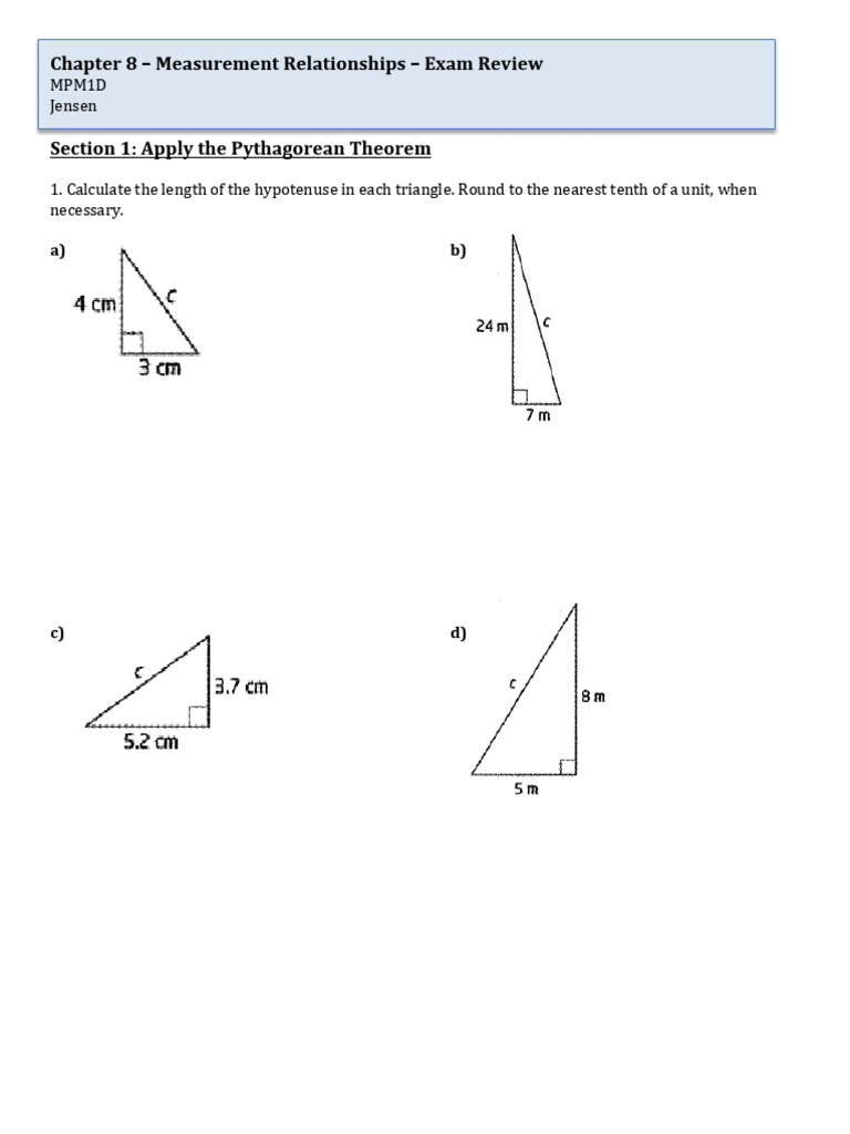 Chapter 8 Exam Reivew Package | PDF | Volume | Area