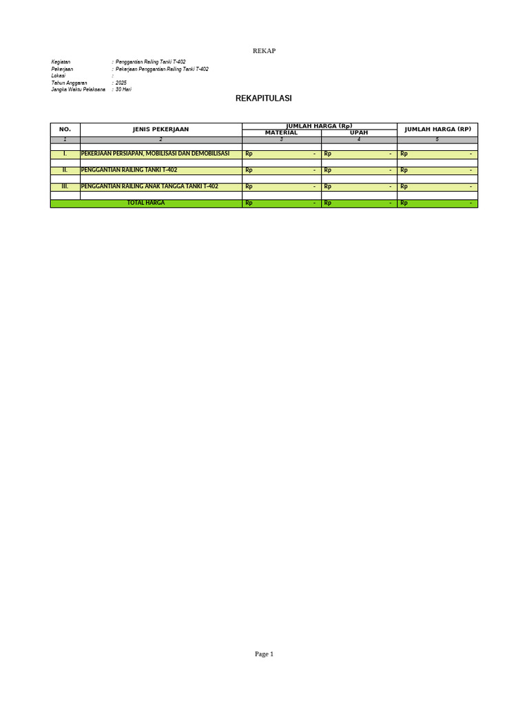 Penggantian Railing Tanki T-402 2025 | PDF