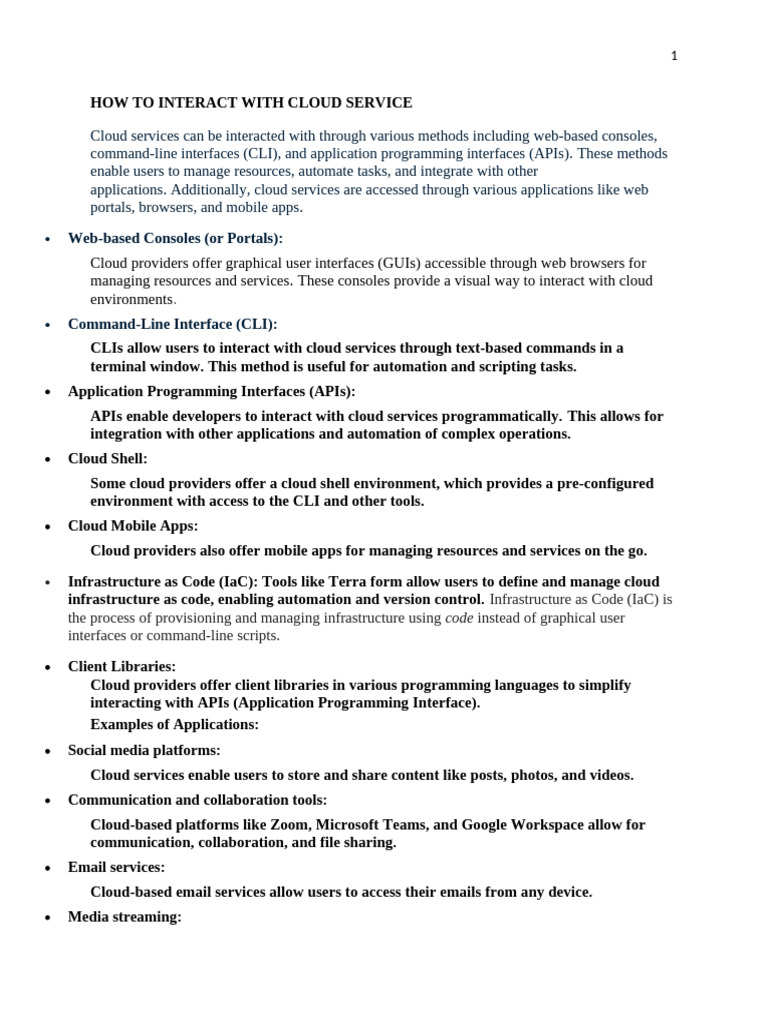 Interacting with Cloud Services Guide | PDF | Cloud Computing | Security