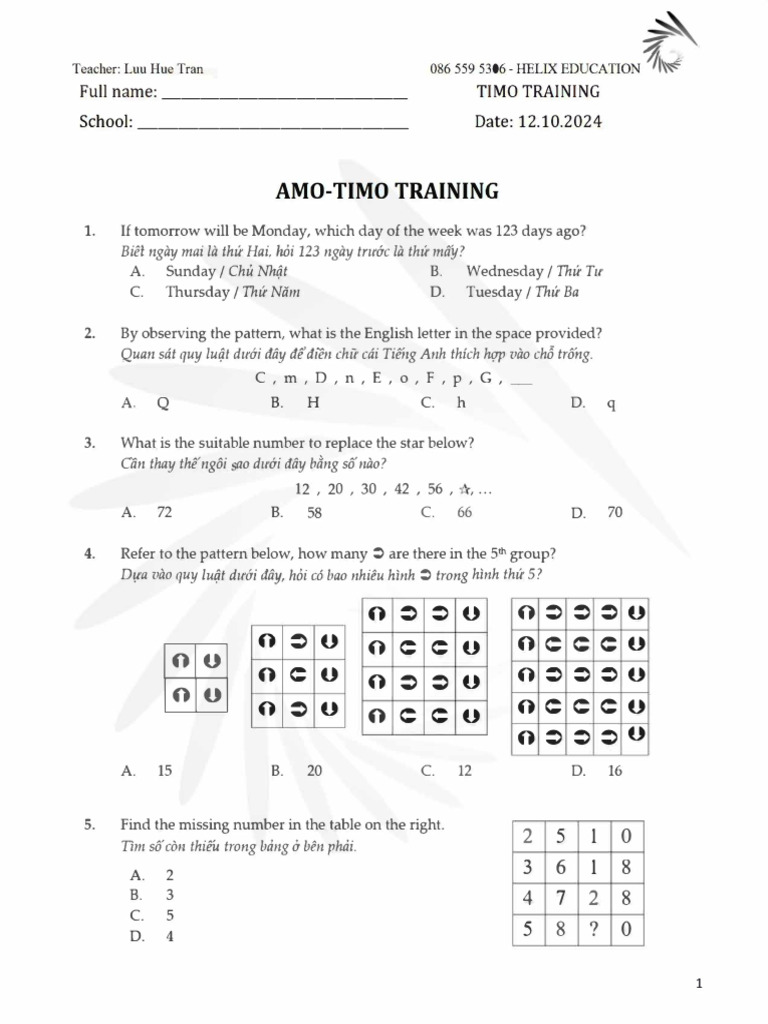 Math Problem Set for Teachers | PDF