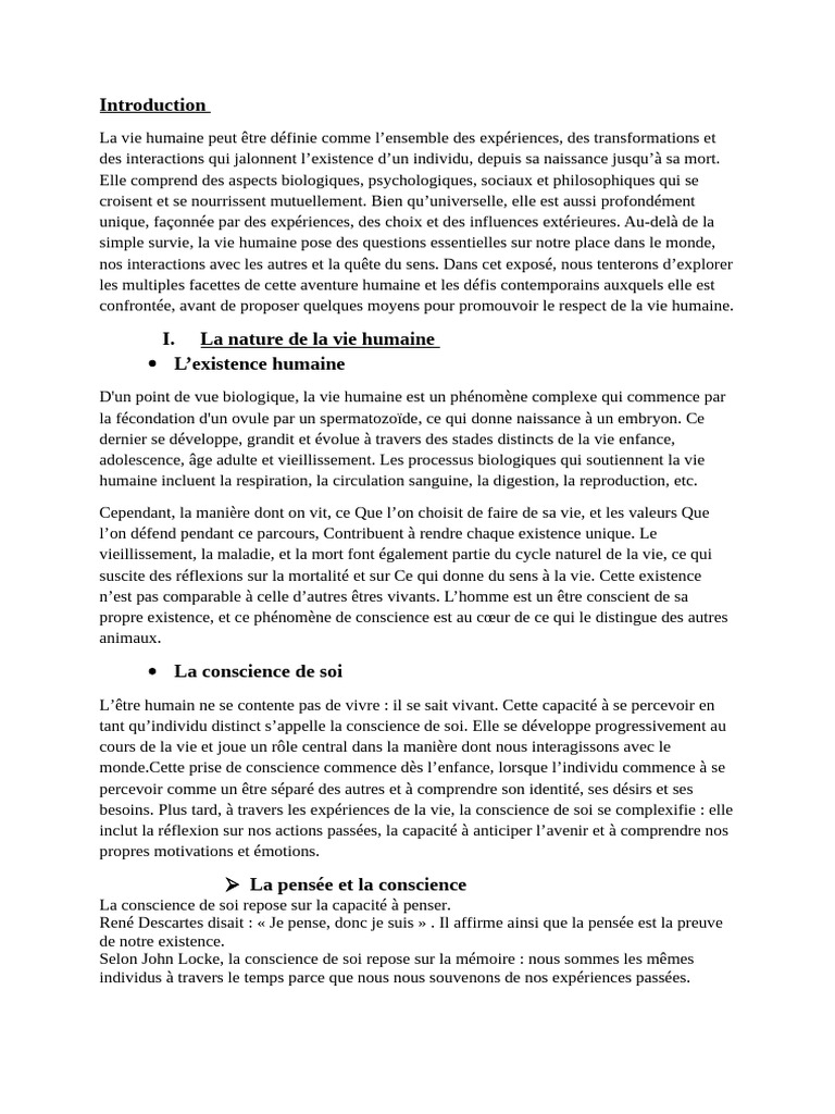 Exploration de la vie humaine et ses enjeux | PDF | Liberté | Dieu