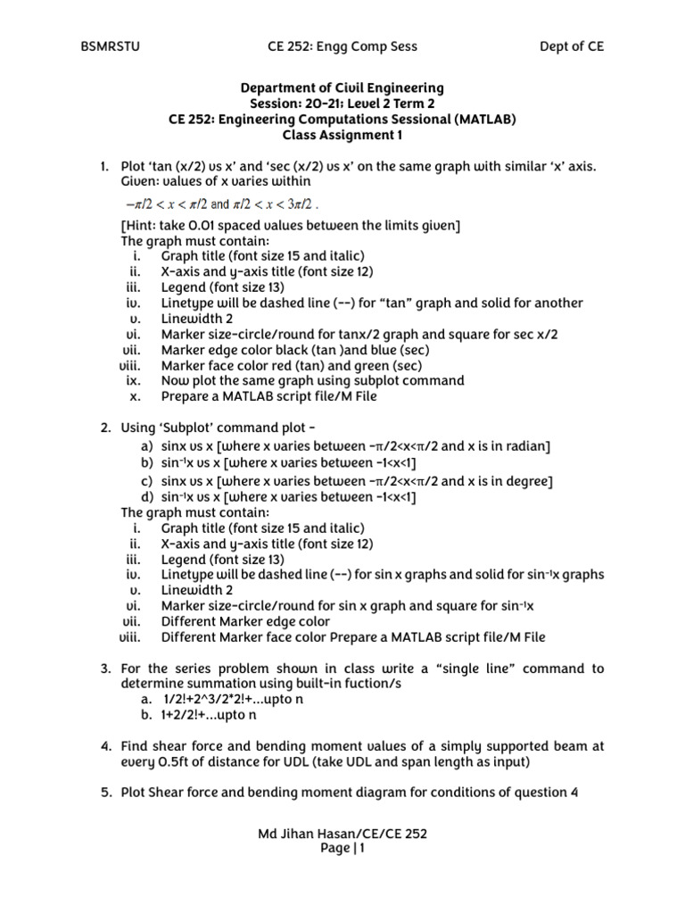 CE 252 Class Assignment - 1 20-21 | PDF | Typography | Printing