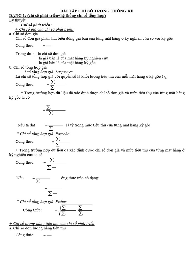 Bài T P CH S Trong TH NG Kê | PDF