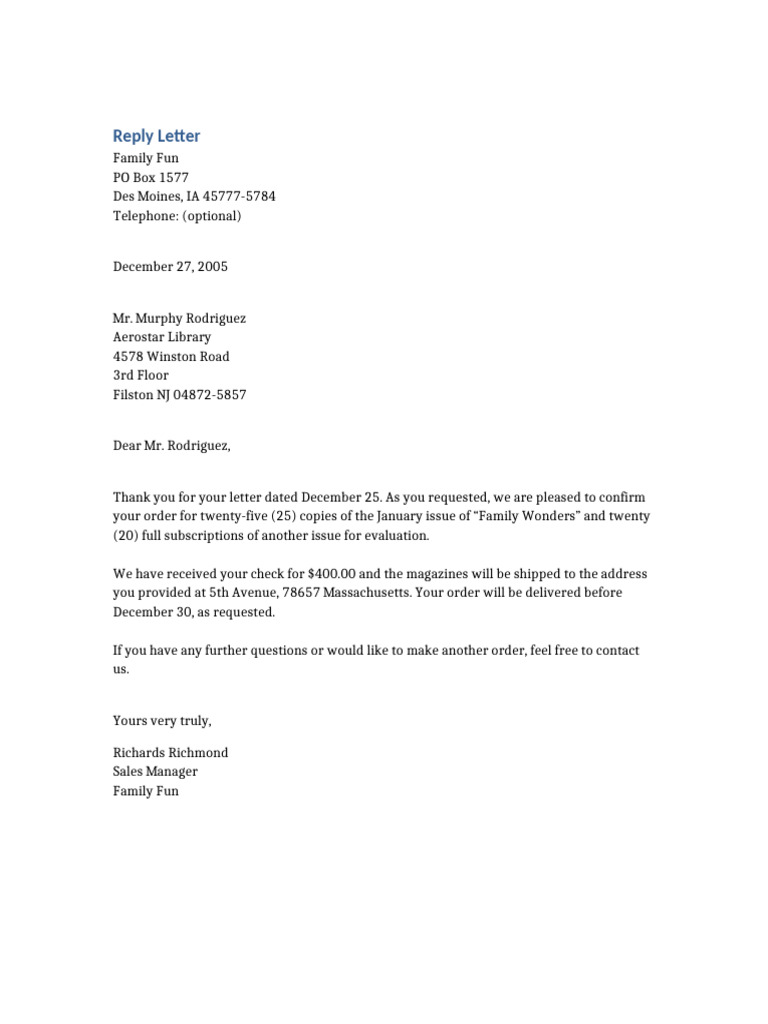 Order Confirmation for Family Wonders | PDF