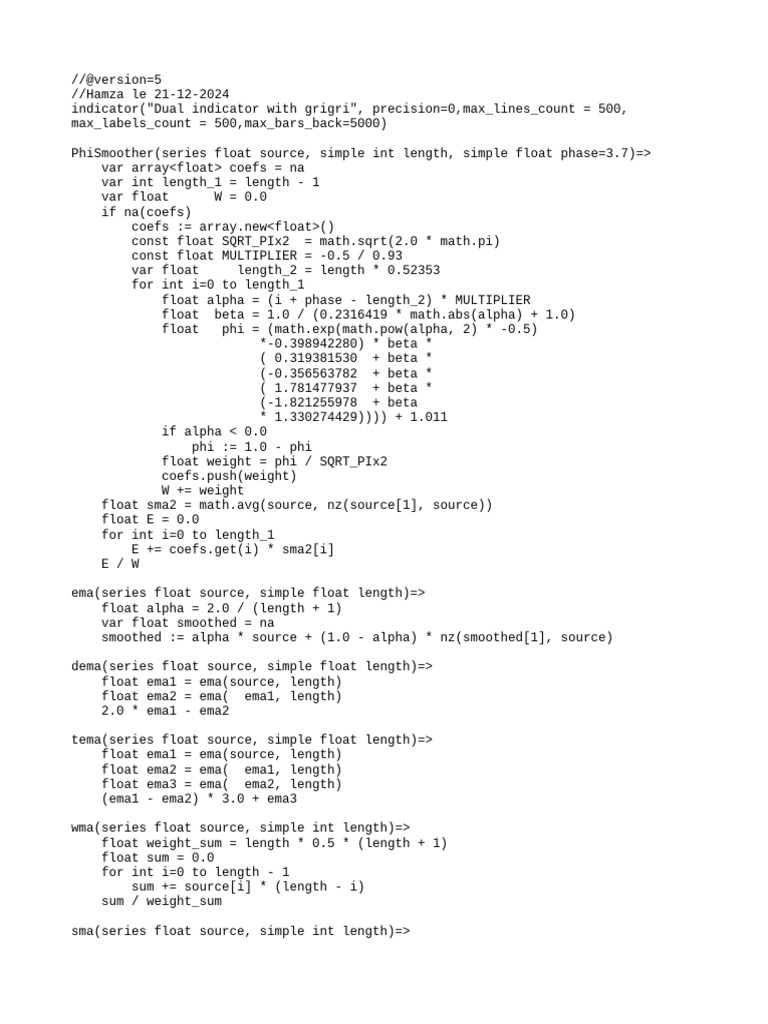 Pine Script: Dual Indicator Setup | PDF | Moving Average | Parameter ...