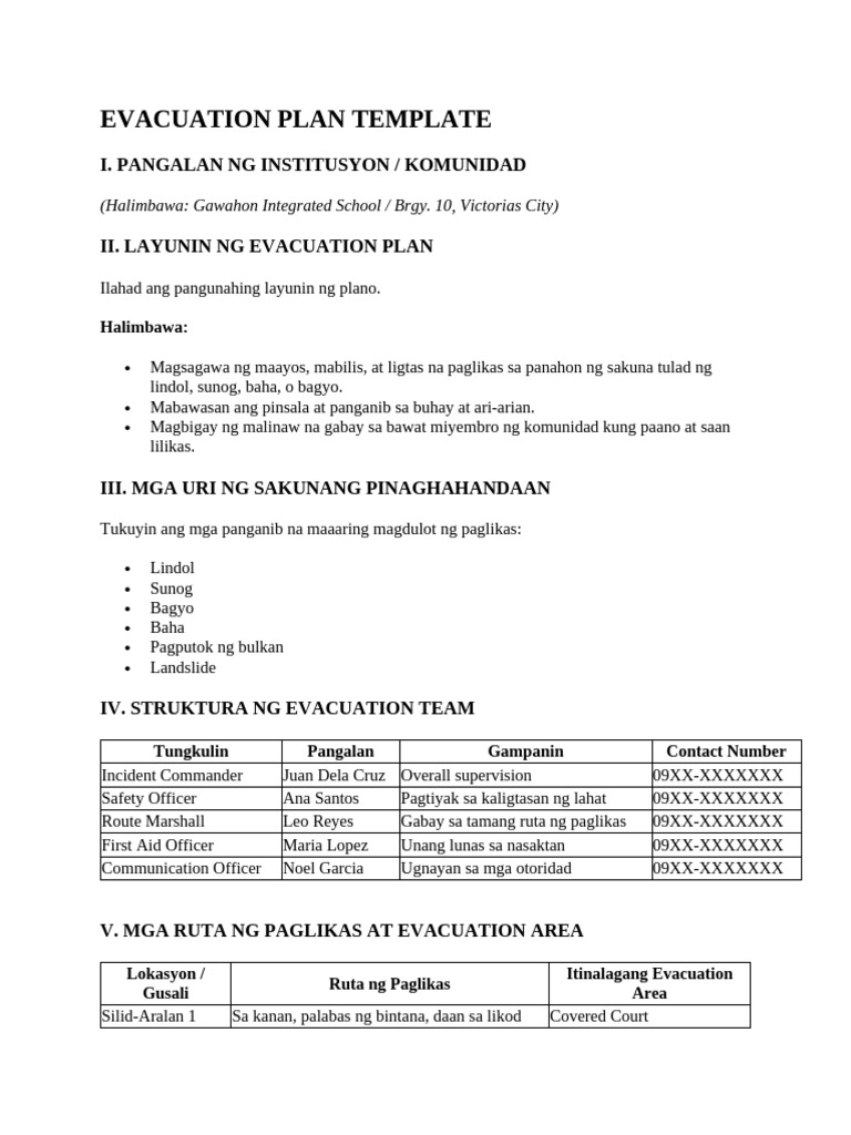 Evacuation Plan Template | PDF