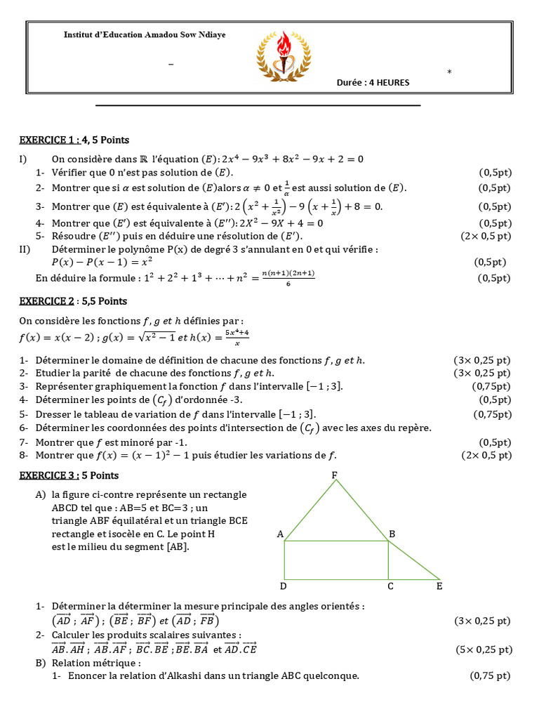 Exercices de mathématiques seconde semestre | PDF | Triangle ...