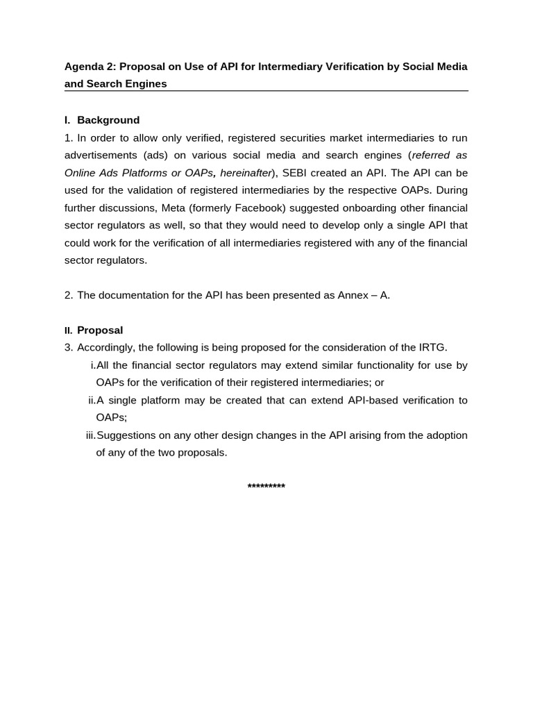 Agenda 2 - Proposal On Use of API For Intermediary Verification by ...