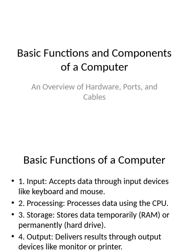 Basic Computer Functions and Components | PDF