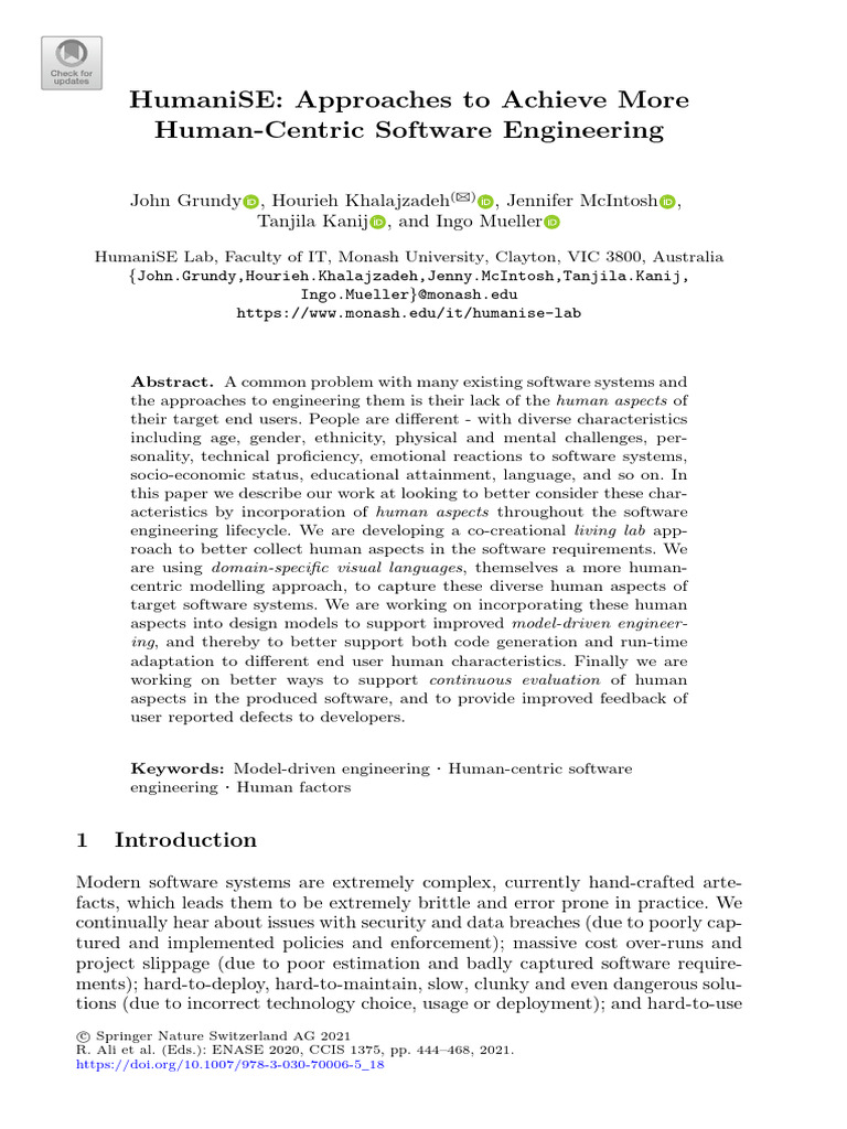 Human-Centric Software Engineering Approaches | PDF | Usability | Human ...