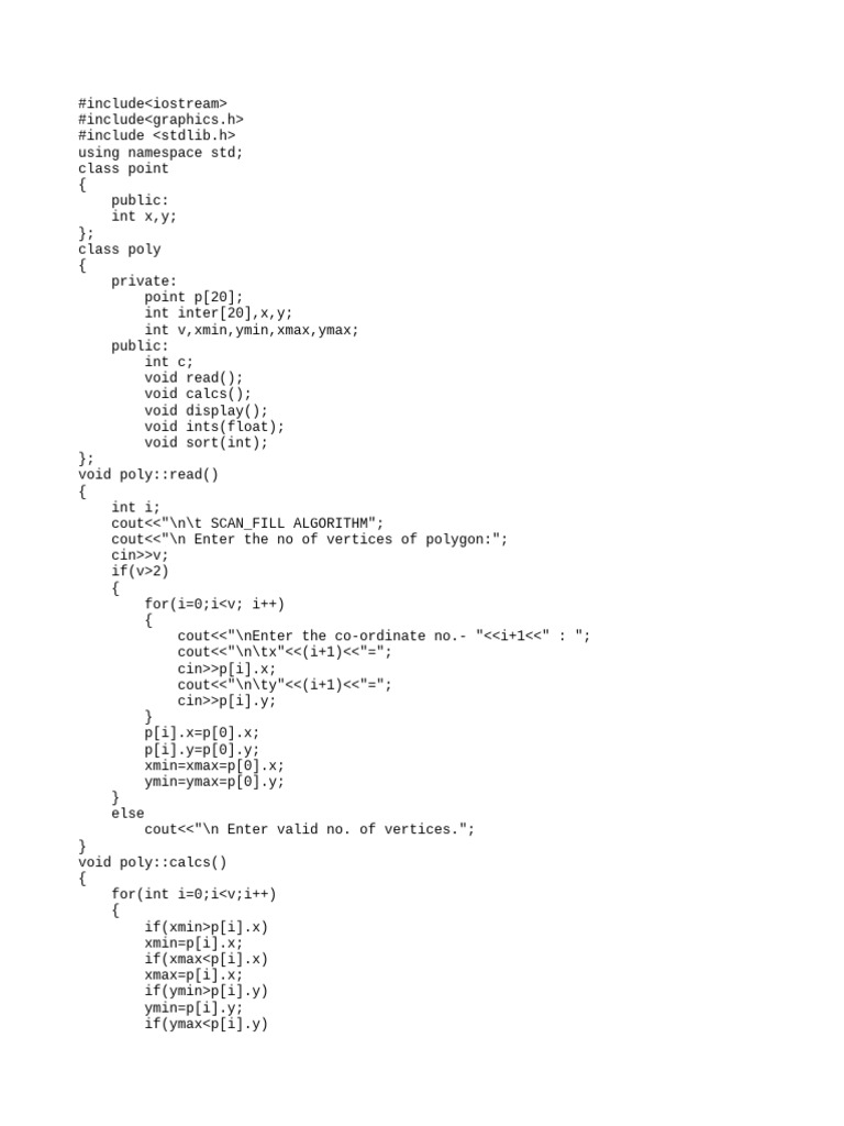 Concave Polygon Drawing Algorithm | PDF | Computer Programming | C++