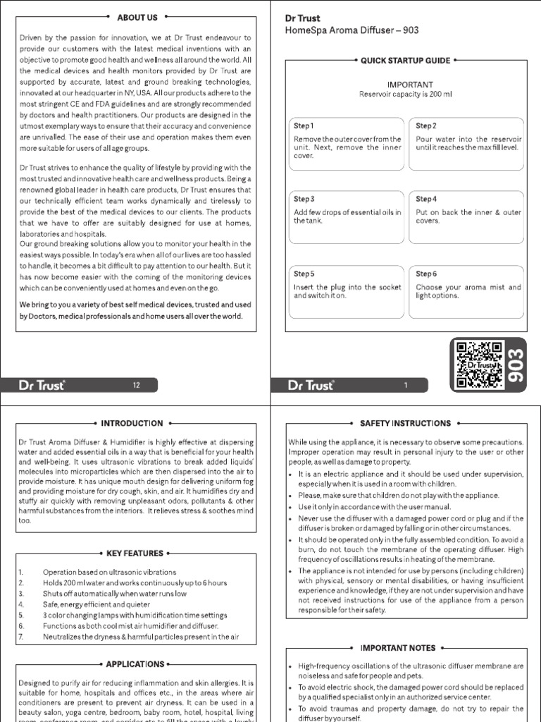 Aroma Diffuser 903 User Manual 1 | PDF