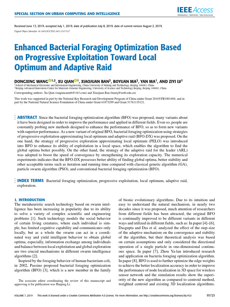 Enhanced Bacterial Foraging Optimization | PDF | Algorithms