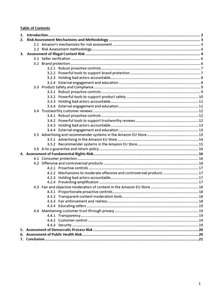 Attachment File Eu Dsa Risk Assessment Report Amazon 2023 | PDF ...